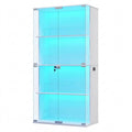 Vitrine mit LED-Beleuchtung und Glastüren für Sammlerstücke, 4 Ebenen, mit intelligenter Sensorik, Weiß