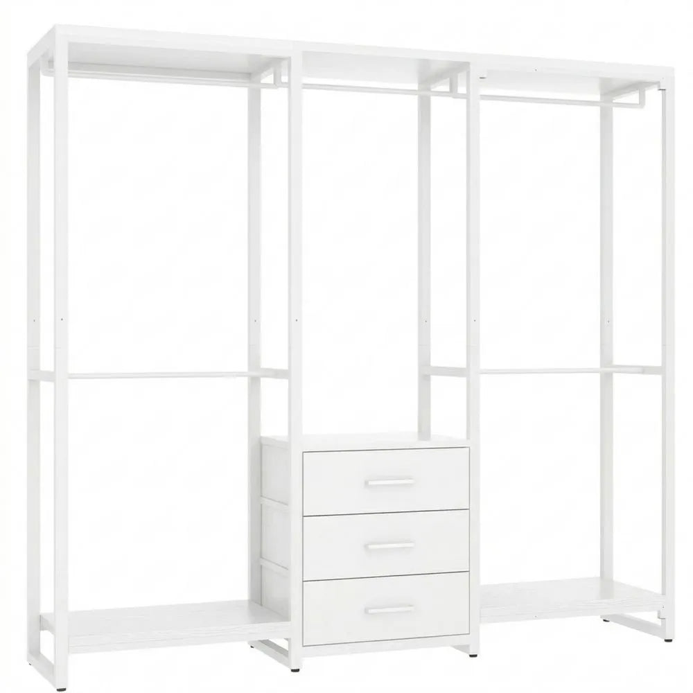 Freistehender Kleiderständer mit Schubladen und Eckdesign