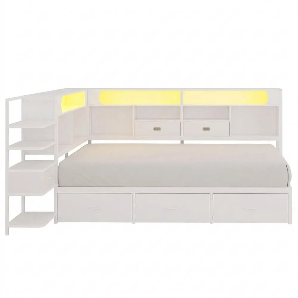 Multifunktions-Jugendbett 90x200 mit Stauraum und LED
