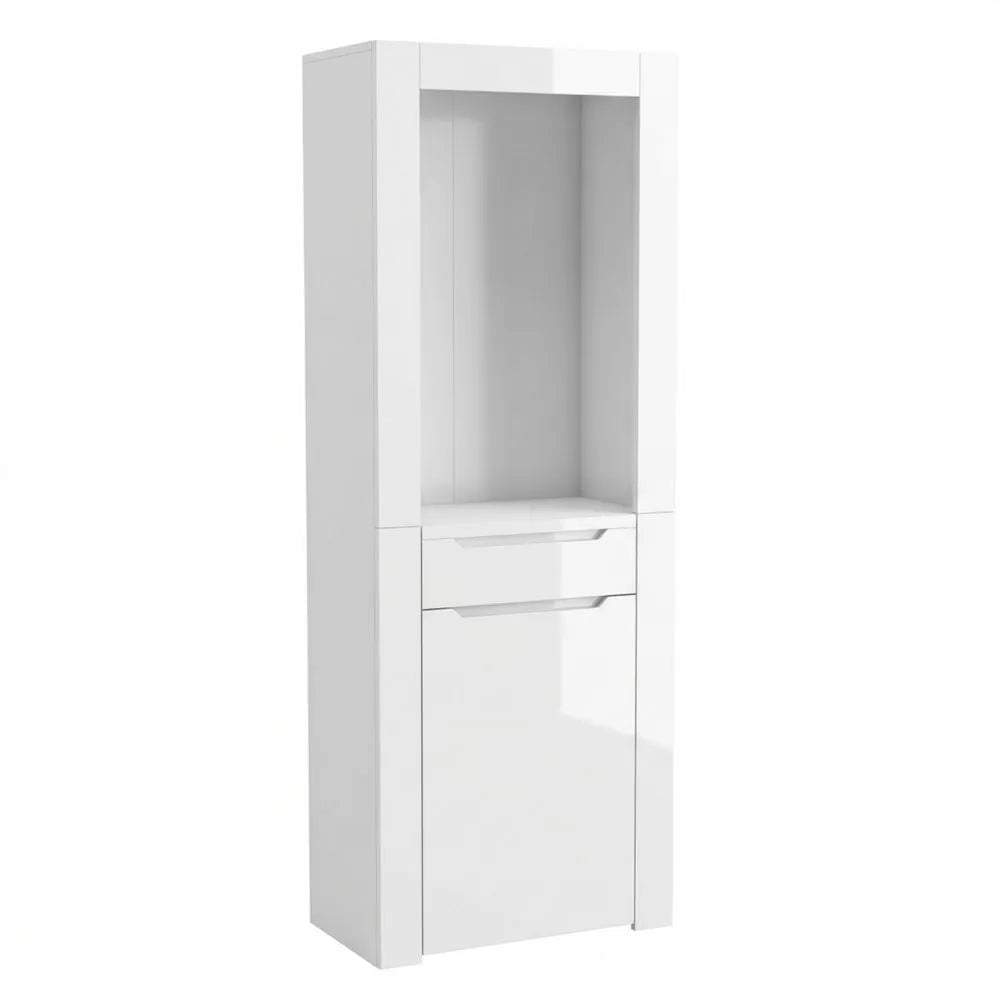 Moderne Vitrine mit LED, Glasschrank für Wohnzimmer und Büro, Weiß