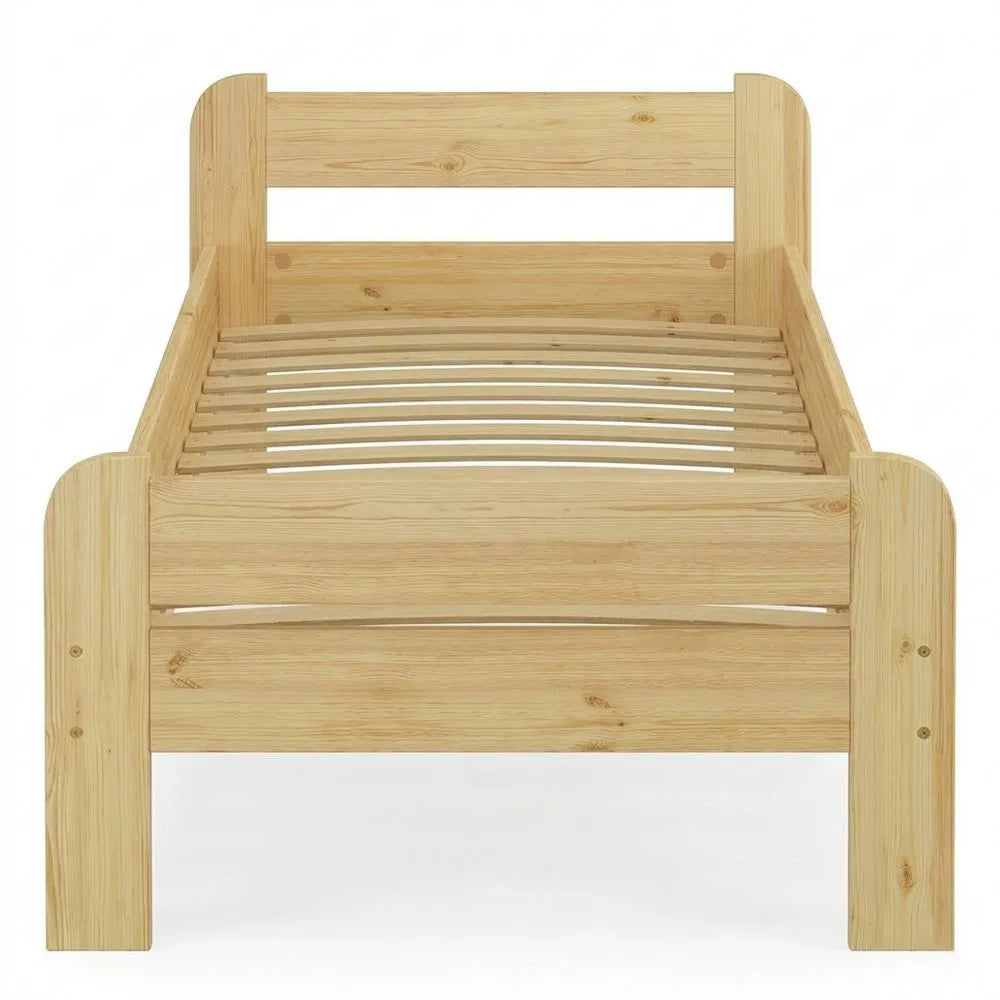 Massivholz Einzelbett Rahmen 90x200 Naturholz mit Rollrost