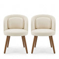Moderne Esszimmerstühle im 4er Set mit Holzbeinen und Lendenkissen, Beige
