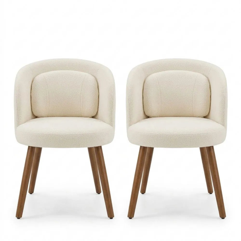 Moderne Esszimmerstühle im 4er Set mit Holzbeinen und Lendenkissen, Beige