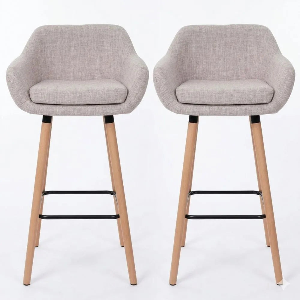 Moderner Barhocker-Set mit Textilbezug, Creme-Grau