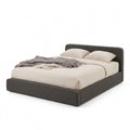 Gepolstertes Doppelbett 140x200 cm in Dunkelgrau mit Lattenrost und Holzgestell