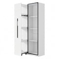 Eleganter Vitrinenschrank mit LED, 160 cm, Stauraum und Aluminiumakzente
