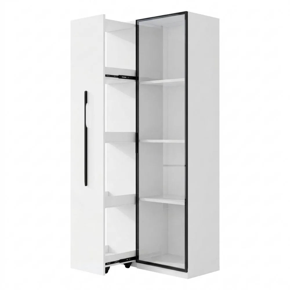 Eleganter Vitrinenschrank mit LED, 160 cm, Stauraum und Aluminiumakzente