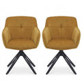 Set aus 2 bequemen Samtstühlen mit Metallgestell in Schwarz und Gold, ideal für Esszimmer und Wohnzimmer, Maße: 59 x 82 x 62 cm